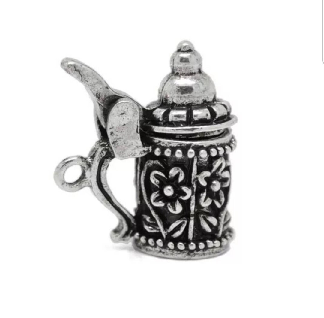 Beer Stein Charms Oktoberfest German Mug Top Opens Great for Keychains Necklaces Jewelry