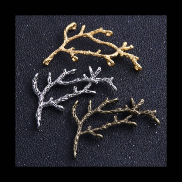 2 Large Branch Connectors Assortment Pendants Charms Findings Bronze Silver and Light Gold Tone ~ 54x35mm Gorgeous Lifelike Jewelry Supplies
