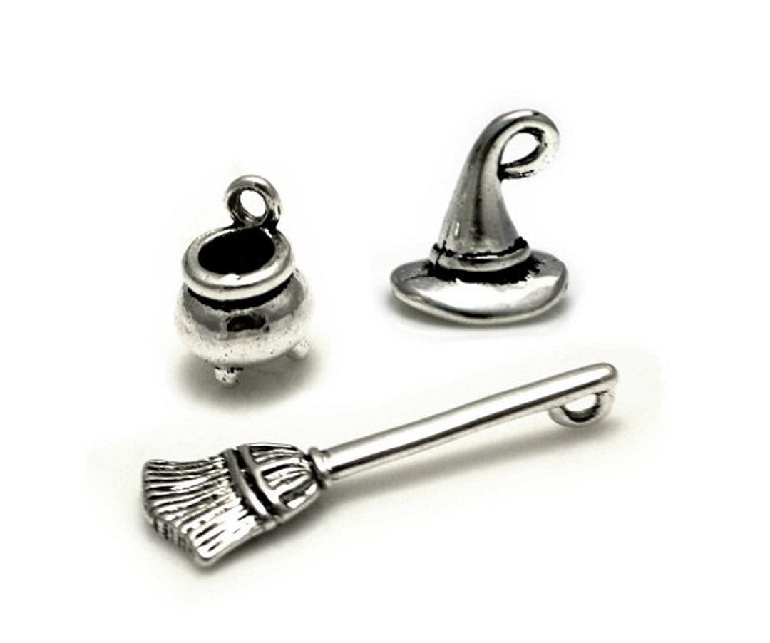 Witch Accessory Kit Charm Set 16 Pieces 2 Each Cauldron Broom Hat 