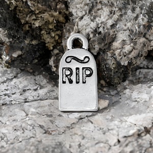 Tombstone RIP Charms Mini Birthday Retirement Halloween Cemetery Jewelry Craft Supplies 17x8mm