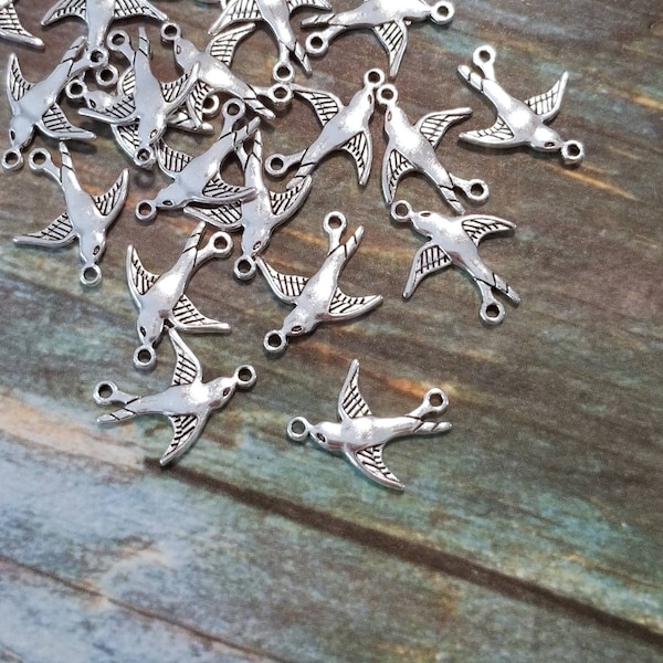 Bird Connectors Sweet Little Song Bird Connector Charms Double Sided Bird Charms Jewelry Supplies 20x17mm