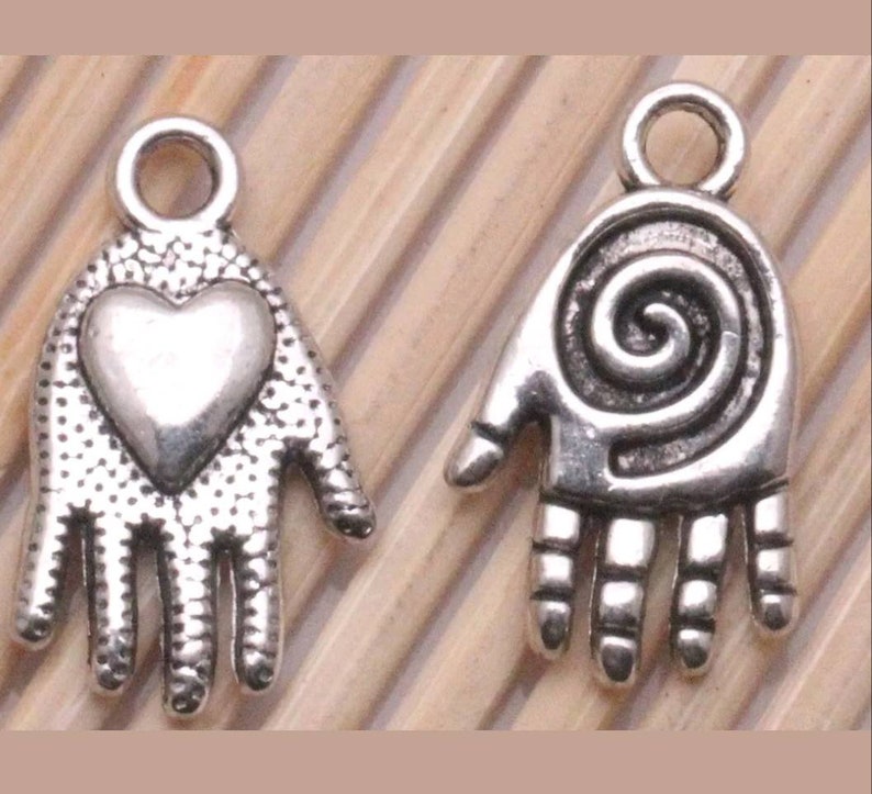 Healing Hand Charms With Spiral and Heart Healer Nurse Reiki Etsy