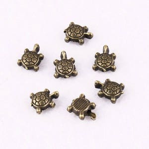 Tiny Bronze Turtle Spacer Beads Bronze Mini Turtles Cute Animal Beading Supplies Spirit Animal Beads Turtle Jewelry Supplies 8x6.5mm