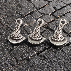 10 Witch Wizard Sorcerer Sorting Hat Small 3 D Charms Antique Silver Tone Witch's Witches Halloween Jewelry Supplies 15x10 mm