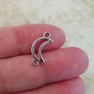 Mini Crescent Moon Connectors Open Moon Charms with 2 Loops Celestial Connectors Moon Findings Jewelry Supplies 17.5x9mm Note Measurements