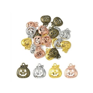 Jack O&#39;Lantern Charms Pumpkin Charms Halloween Jack o&#39; Lanterns Grinning Carved Pumpkins  Halloween Jewelry Supplies 4 Colors 18x16mm