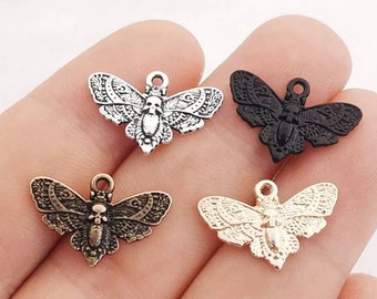 Death's Head Moth Charms Little Death Head Moth Charms Soft Gold Silver Black Bronze Insect Charms Halloween Charms Jewelry Supplies 20x13mm