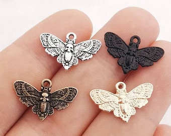 Death's Head Moth Charms Little Death Head Moth Charms Soft Gold Silver Black Bronze Insect Charms Halloween Charms Jewelry Supplies 20x13mm