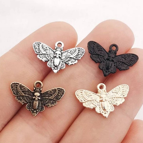 Death's Head Moth Charms Little Death Head Moth Charms Soft Gold Silver Black Bronze Insect Charms Halloween Charms Jewelry Supplies 20x13mm