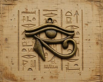 4 Bronze Tone Eye of Horus Large Charms Pendants Protection, Healing Amulets Charm Jewelry Supplies 31x26 mm