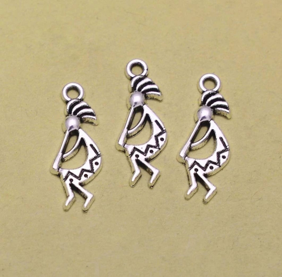 10 Small KOKOPELLI Ancient Flute Player Charms Fertility God Lucky Good