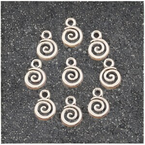 12 Mini Swirl Charms Tiny Labyrinth Circles Spiral Charms Little Labyrinth Drops Jewelry Design Supplies 10x7mm
