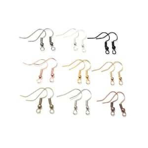 12 Pair Earring Hooks Earring Wires Bronze Silver Black Copper or Gold Earwires Earring Findings Jewelry Supplies