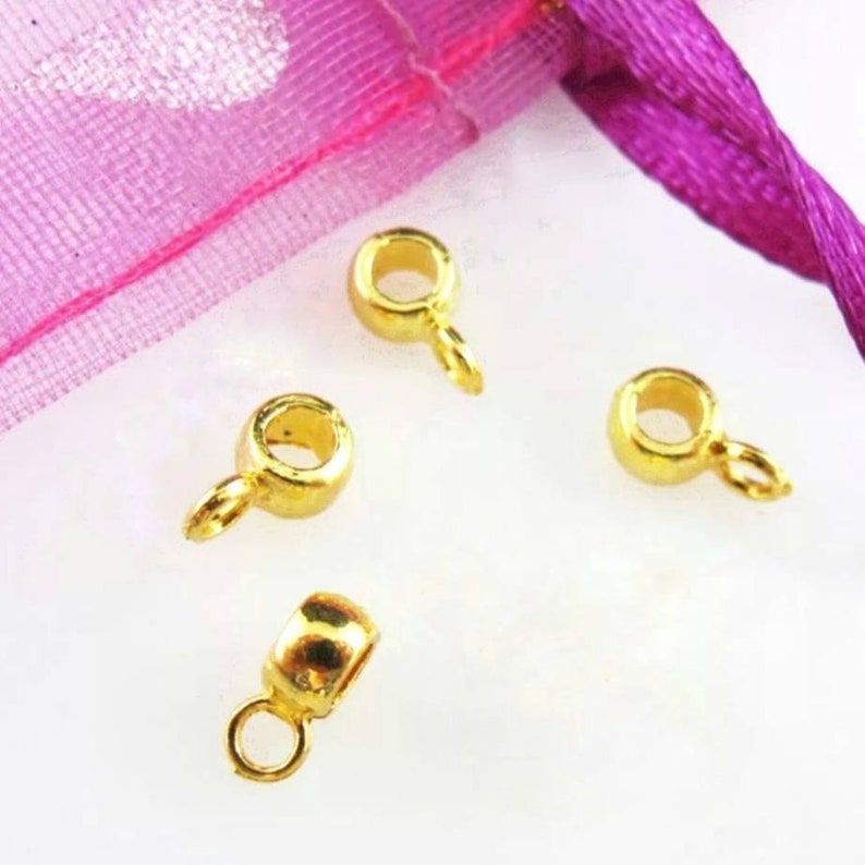 22 Tiny Gold Bails Mini Bail Beads Charm Holders Connectors Beading Jewelry Findings Supplies 6x4mm NOTE MEASUREMENTS image 2