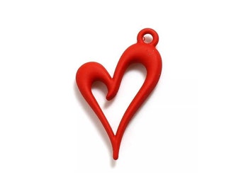 Gorgeous Red Heart Charms Double Sided Red Heart Findings Matte Finish Valentine's Day Charms Jewelry Supplies 24x15mm