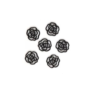 6 Tiny Rose Connectors Black Electroplated Mini Flower Charms Embellishments Beading Bracelet Jewelry Supplies 11mm