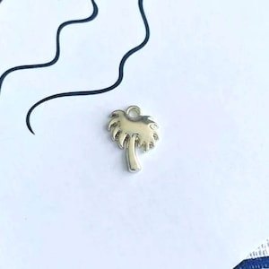 Mini Palm Tree Charms Little Silver Coconut Palm Trees Tropical Vacation Charms Beach Charms Nature Jewelry Supplies 14x11mm