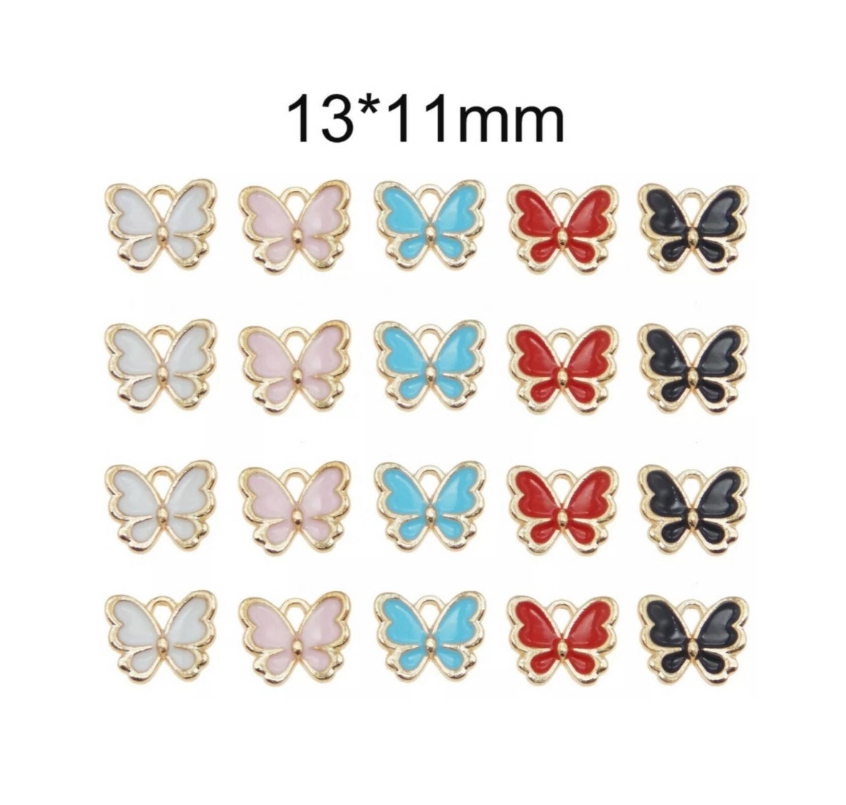 6 Enamel Butterfly Charms Colorful Small Butterfly Charms Etsy
