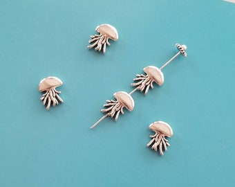 Jellyfish Spacer Beads Beautiful Silver Beach Cruise Ocean Sealife Mermaid Jewelry Supplies 16x12mm