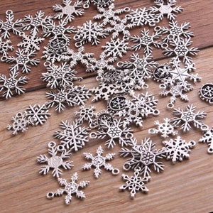 Snowflake Charm Assortment Winter Holiday Christmas Charms Frozen Snowflake Assortment Christmas Jewelry Supplies ***READ DETAILS