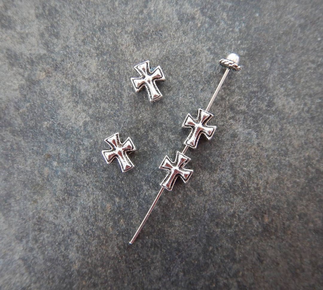 12 Little Cross Spacer Beads Double Sided Beading Jewelry Supplies