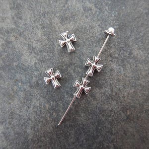 12 Little Cross Spacer Beads Double Sided Beading Jewelry Supplies Cross Beads 10x8mm Lighter Tone