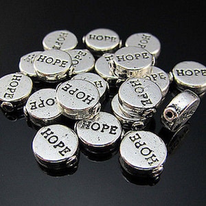 12 Small HOPE Spacer Hope Beads Message Beads Beading Hope Jewelry Supplies 10mm Hole 1.2mm