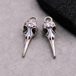 2 Bird Skull Pendants with Flower Plague Doctor Mask Charms READ DETAILS Long Beak Birds Creepy Gothic Jewelry Supply About 41x14mm
