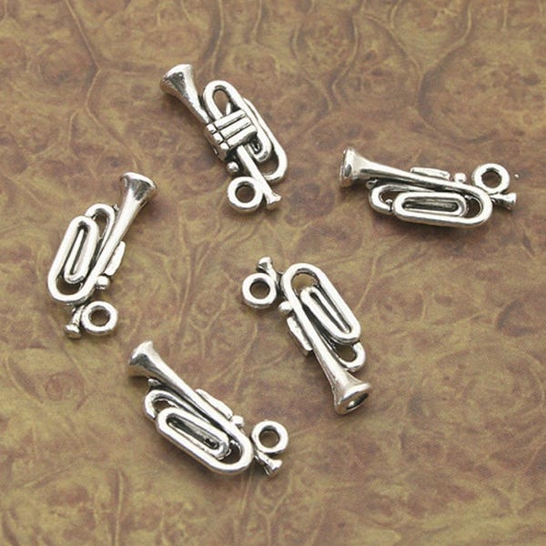 Mini Trumpet Charms Horns Musical Instruments Marching Band Jewelry Supplies 18x8mm