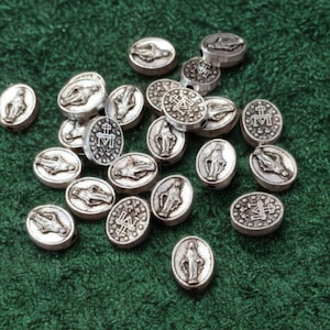 12 Miraculous Spacer Beads Silver Miraculous Beads Rosary Parts Catholic St. Mary Beads Virgin Mary Charms Beading Jewelry Supplies 10mm