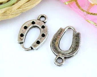 Horseshoe Connectors Cowboy Western Horseshoe Charms Good Luck Jewelry Supplies 18x11mm