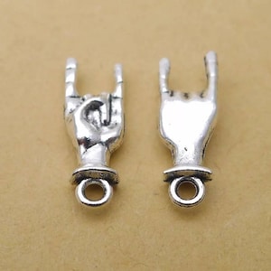 Hand Charms Sign of Horns Protection from Sickness or Bad Luck  Bracelet Jewelry Supplies 22x8mm READ DETAILS