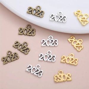2023 Charms New Year Charms Christmas Charms Graduation Charms Small 2023 Charms Jewelry Supplies 14x9mm