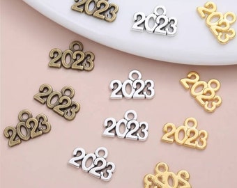 2023 Charms New Year Charms Christmas Charms Graduation Charms Small 2023 Charms Jewelry Supplies 14x9mm