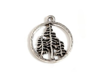 Rustic Pine Tree Charms Pine Tree Pendants Forest Charms Nature Jewelry Supplies 23x20mm