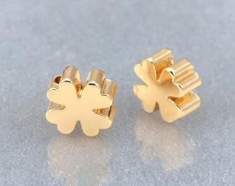 Light Champagne Gold Four Leaf Clover Beads Real Gold Plated Clover Spacer Beads St. Patrick's Day Beads Clover Jewelry Supplies 5, 6 or 8mm