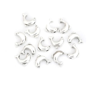Mini Dolphin Spacer Beads Tiny Dolphin Beads Dolphin Findings Beach Beads Animal Beads Beach Jewelry Supplies 10x8mm