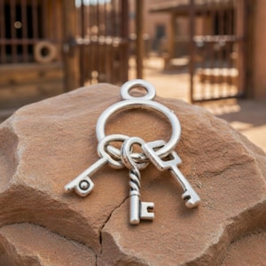 Tiny Keys on a Ring Charms Mini Key Charm Mini Jailer's Keys Alice Jewelry Supplies 13x24 mm