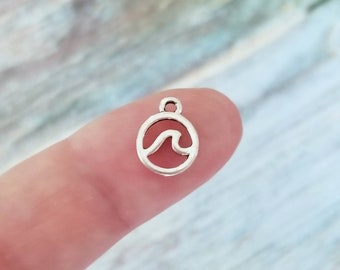 Tiny Wave Charms Mini Wave Charms Mini Beach Charms Jewelry Supplies Extension Chain Drops 12x9mm