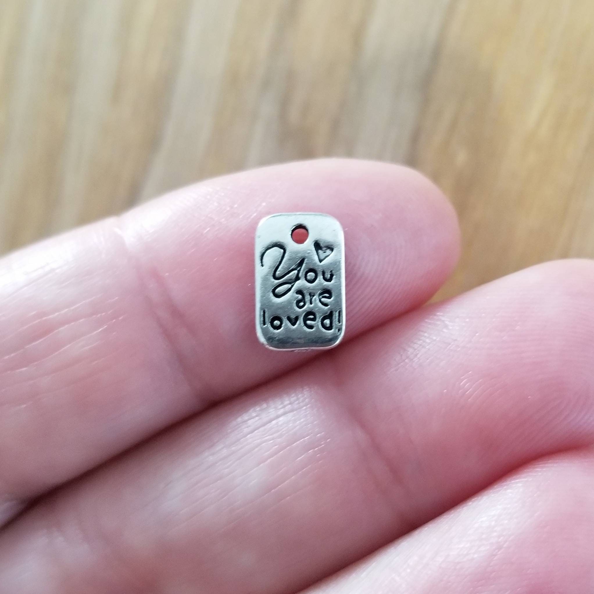 Tiny You are Loved Charms Valentine's Day Tags Mini Heart Little Reminders Love Message Encouragement Jewelry Supplies 12x8mm