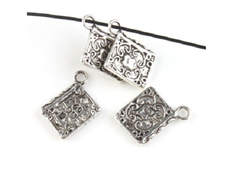 30 Detailed BOOK OF SHADOWS Charms Journal Diary Charm Book Lover Bulk Jewelry Supplies Antique Silver Witch Spell Book 17x11 mm