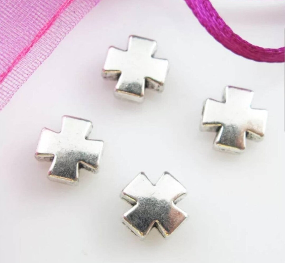 12 Cross Spacer Beads Simple Cross Beads Cross Charms Bracelet Etsy