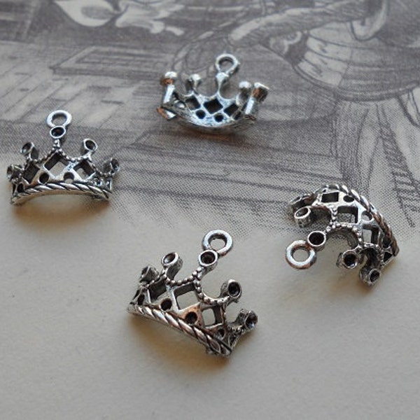 Small Tiara Beauty Queen Princess Royal Charms Dark Silver Tone Little Crown Charm Jewelry Supplies 12x12 mm Note Size