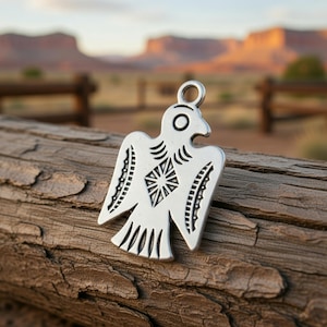 10 Thunderbird Charms Double Sided Native American Tribal Boho Bird Jewelry Supplies 19x13mm