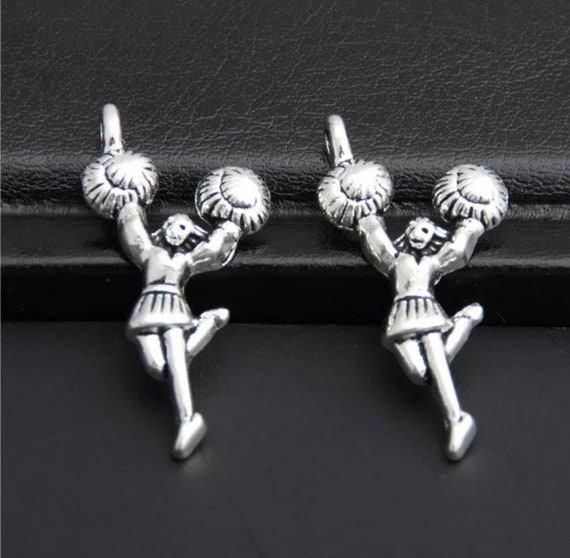 Cheerleading Charms Cheer Charms Cheerleader Charms Cheer Bracelet Charms Earring Charms Jewelry Supplies 28x14mm