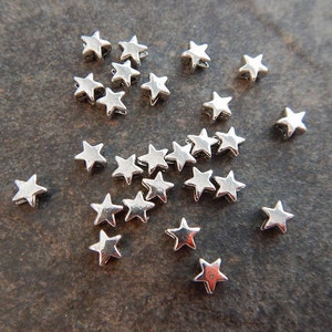 Tiny Star Beads Simple Star Spacer Beads, 20 - 100 Silver Tone Celestial Night Sky Beading Jewelry Supplies 5x3mm