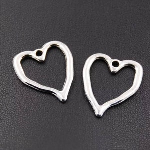 Lovely Silver Heart Charms Abstract Heart Pendants Valentine&#39;s Day Jewelry Supplies 25x20mm