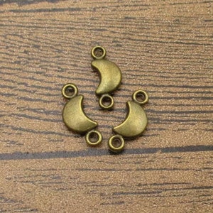 10 Small Moon Connectors Great for Earrings Bronze Tone Alloy Crescent Moons Celestial Connector Jewelry Supplies Chain Links 6x15 mm
