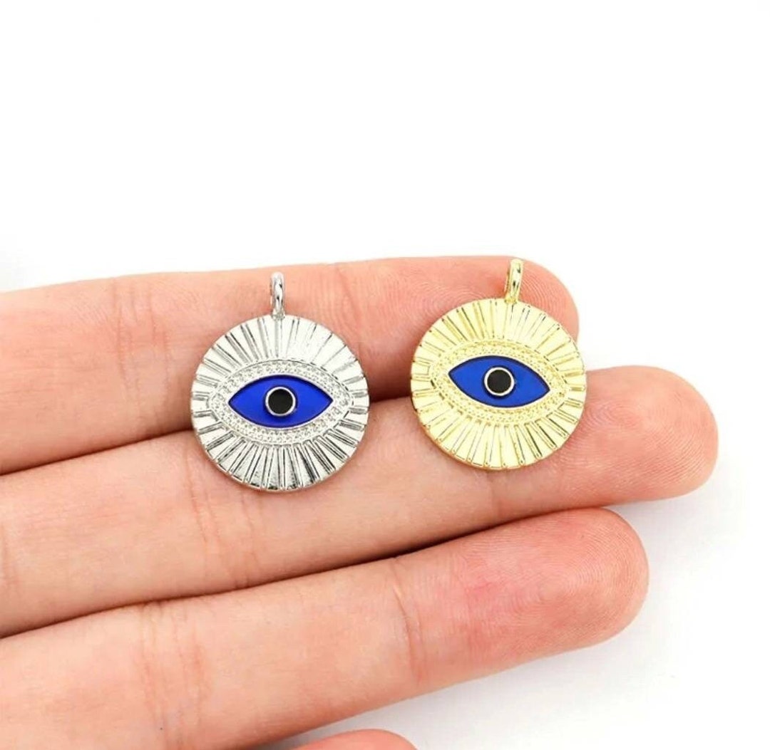 Evil Eye Charms Blue Enamel Evil Eye Pendants in Silver or Etsy