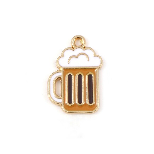 Beer Charms Enamel Beer Charms Beer Mug Charms Octoberfest Charms Jewelry Supplies 19x14mm